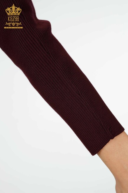 Women's Knitwear Sweater Tiger Detail Plum - 15292 | KAZEE - Thumbnail