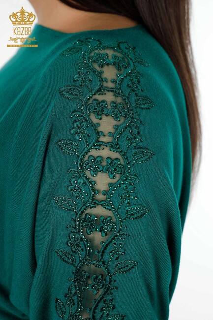 Women's Knitwear Sweater Tulle Detailed Green - 14721 | KAZEE - Thumbnail