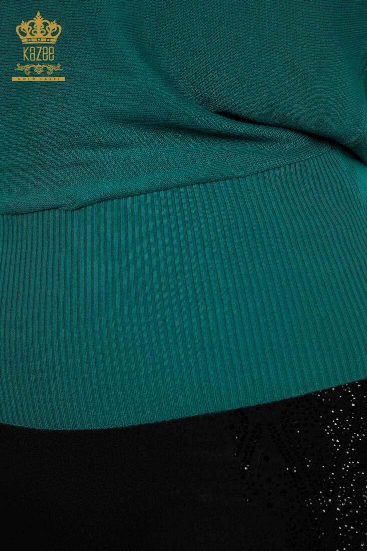 Women's Knitwear Sweater Tulle Detailed Green - 14721 | KAZEE