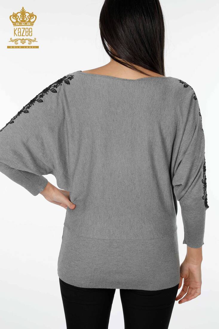 Women's Knitwear Pullover Tulle Detailed Gray - 14721 | KAZEE