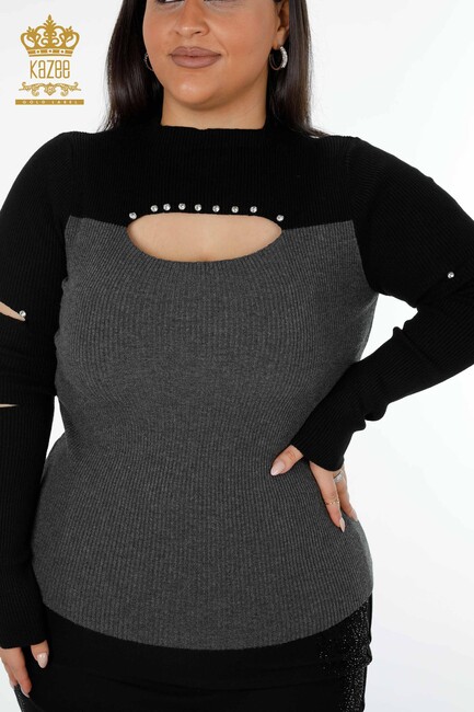 Women's Knitwear Sweater Two Color Anthracite - 16235 | KAZEE - Thumbnail