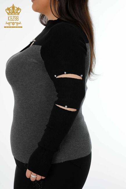 Women's Knitwear Sweater Two Color Anthracite - 16235 | KAZEE - Thumbnail