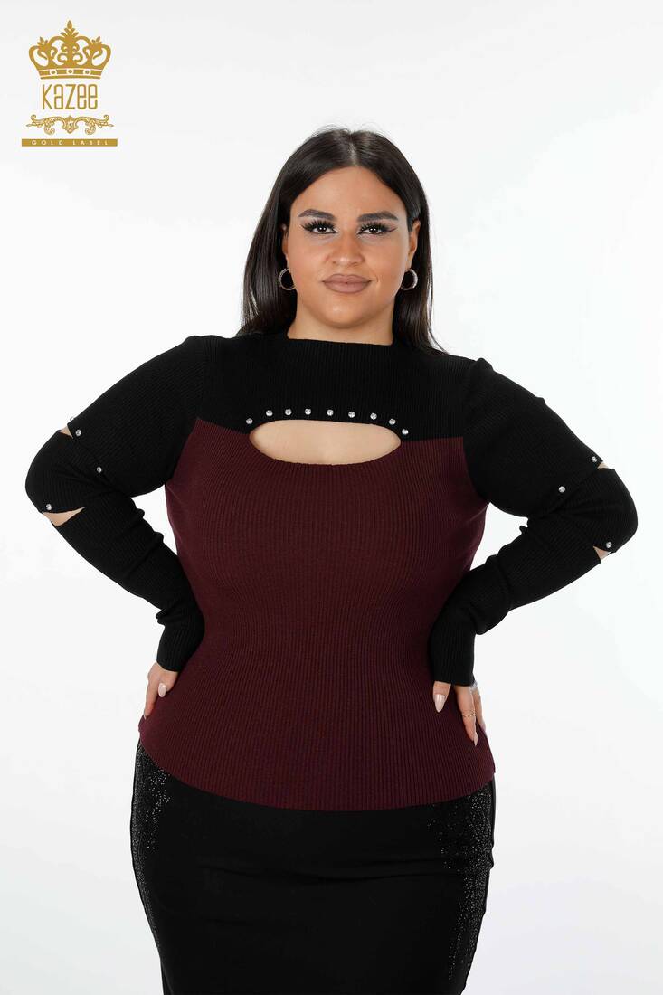 Women's Knitwear Sweater Two Color Plum - 16235 | KAZEE