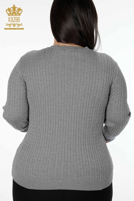 Women's Knitwear Sweater V Neck Gray - 15302 | KAZEE - Thumbnail
