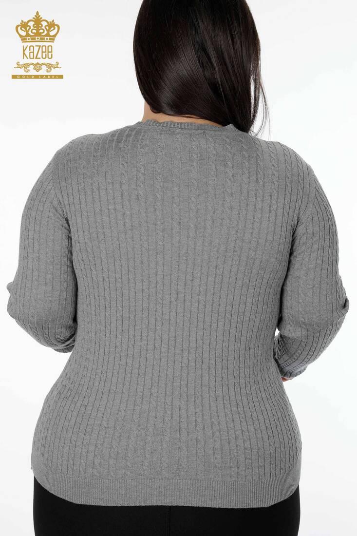 Women's Knitwear Sweater V Neck Gray - 15302 | KAZEE