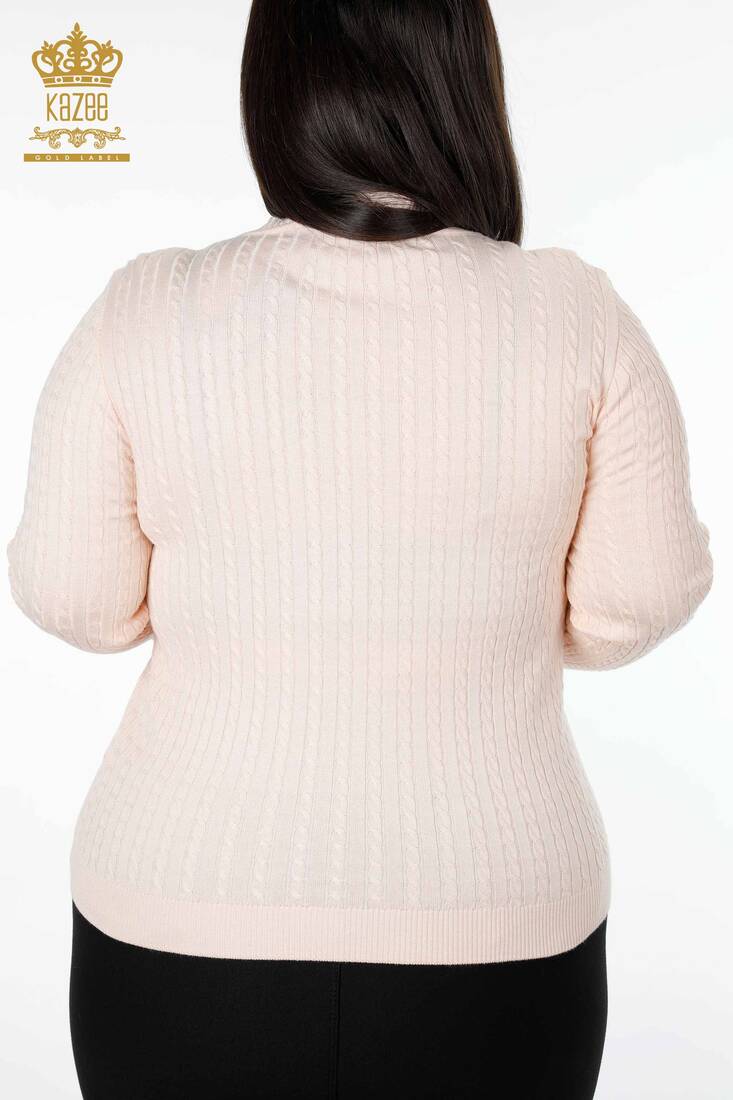 Women's Knitwear Sweater V Neck Powder - 15302 | KAZEE