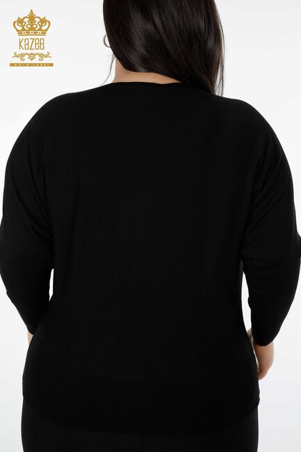 Women's Knitwear Sweater Written Black - 16466 | KAZEE - Thumbnail