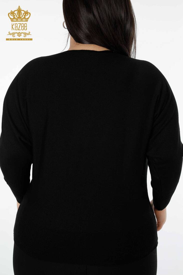 Women's Knitwear Sweater Written Black - 16466 | KAZEE