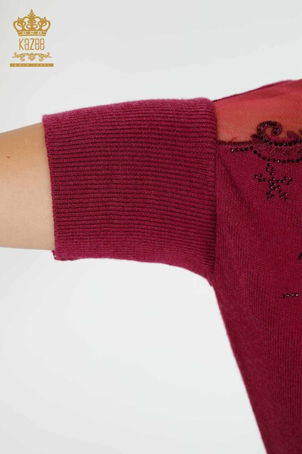 Women's Knitwear Tulle Detailed Purple - 16826 | KAZEE - Thumbnail