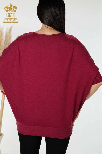 Women's Knitwear Tulle Detailed Purple - 16826 | KAZEE - Thumbnail