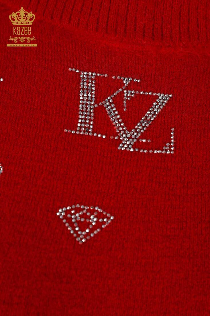 Women's Knitwear Tunic Pocket Detailed Red - 18895 | KAZEE