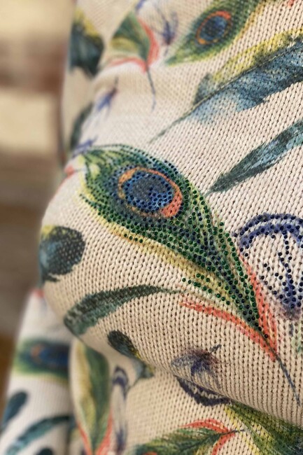 Women's Knitwear Tunic Stone Embroidered Pattern - 14006 | KAZEE - Thumbnail