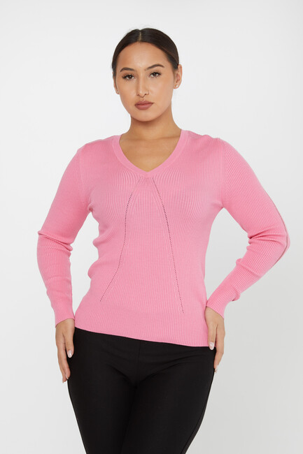 Women's Knitwear V Neck Pink - 16240 | KAZEE - Thumbnail