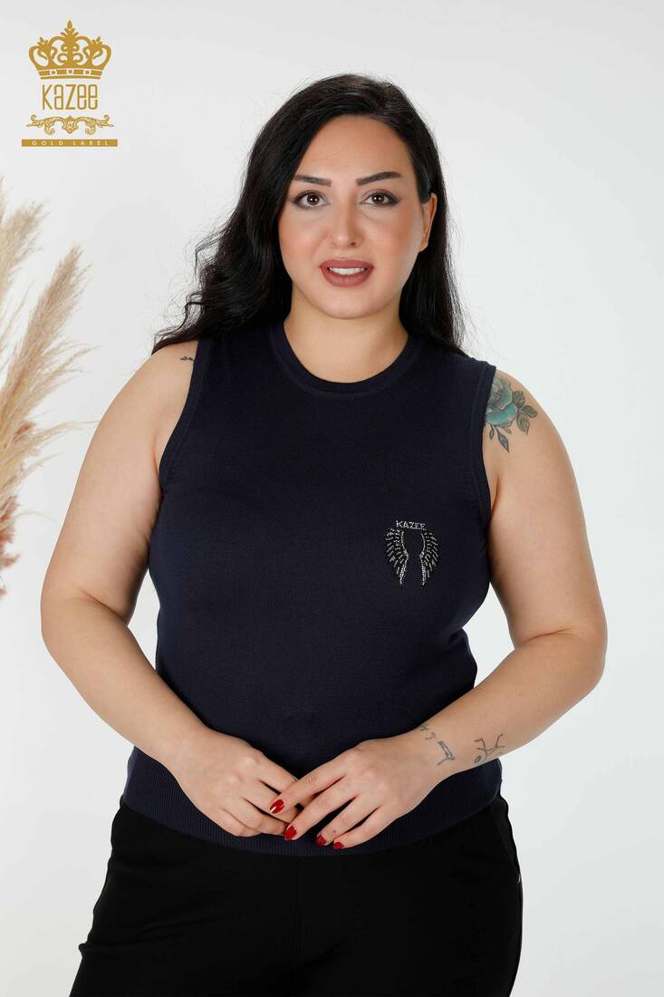 Women's Knitwear Wing Patterned Navy - 16921 | KAZEE