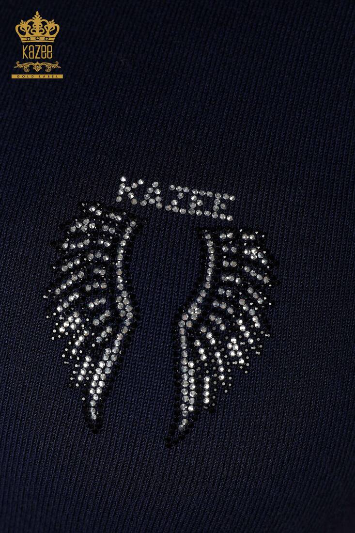 Women's Knitwear Wing Patterned Navy - 16921 | KAZEE