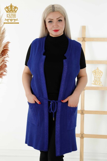 Women's Long Vest Tie Detailed Saks - 30244 | KAZEE - Thumbnail