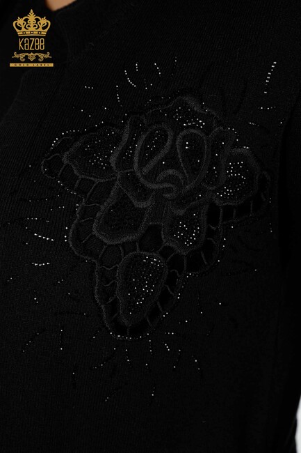 Women's Long Vest Tie Detailed Black - 16830 | KAZEE - Thumbnail