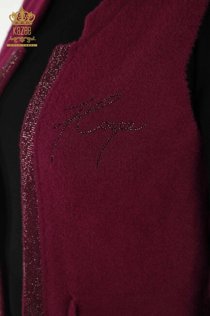 Women's Long Vest with Lacing Detail Purple - 30244 | KAZEE - Thumbnail