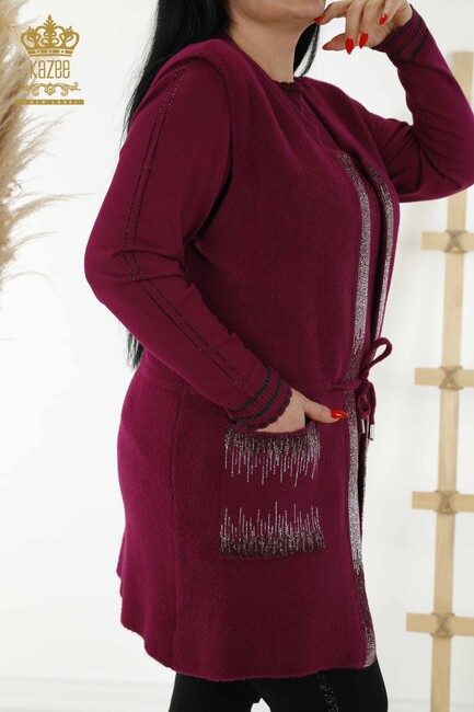 Women's Long Vest Pocketed Lilac - 30247 | KAZEE - Thumbnail