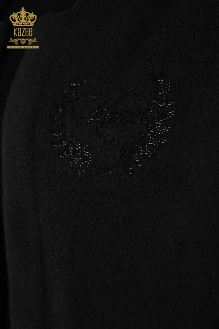 Women's Long Vest Stone Embroidered Black - 30243 | KAZEE - Thumbnail