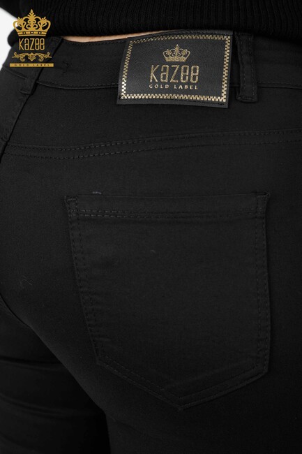 Women's Trousers Pocket Detailed Black - 3583 | KAZEE - Thumbnail