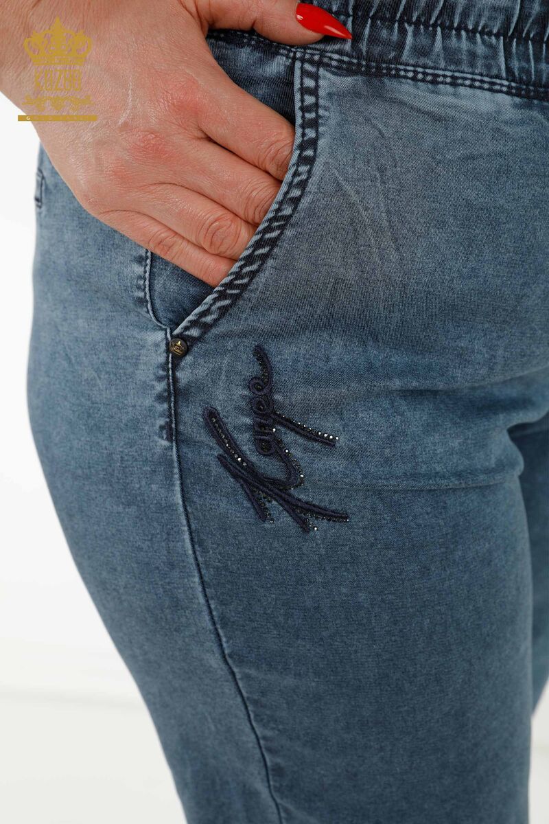 Women's Trousers Pocket Detailed Navy Blue 3673 KAZEE