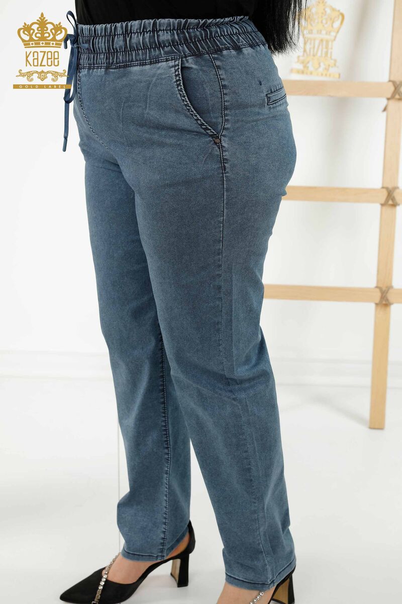 Women's Trousers Pocket Detailed Navy Blue 3673 KAZEE