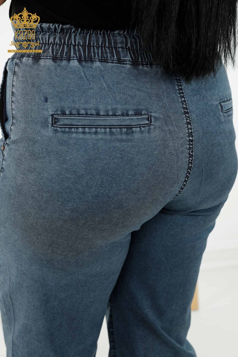 Women's Trousers Pocket Detailed Navy Blue 3673 KAZEE