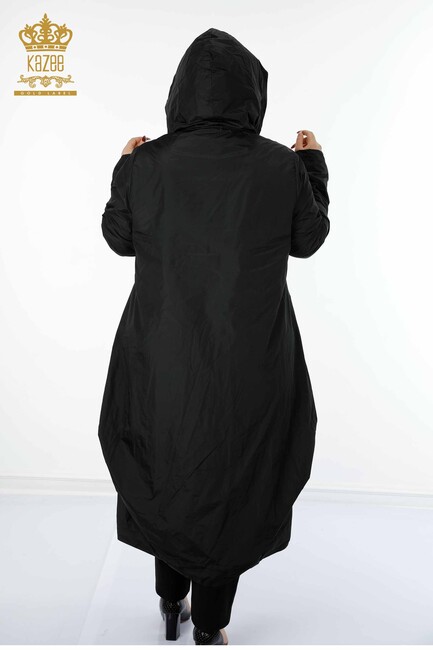 Women's Raincoat Hooded Black - 7572 | KAZEE - Thumbnail