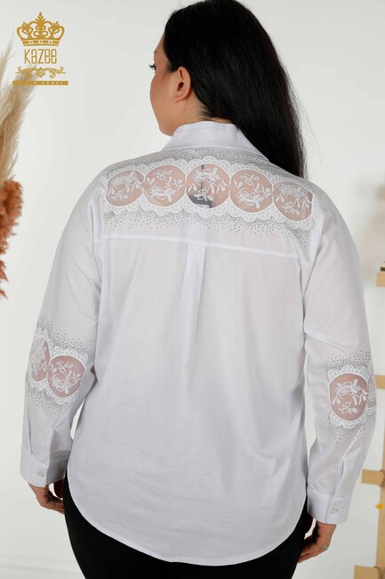 Women's Shirt Tulle Detailed White - 20407 | KAZEE - Thumbnail