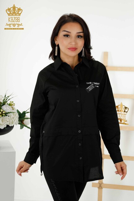 Women's Shirt with Tie Waist Black - 20355 | KAZEE - Thumbnail