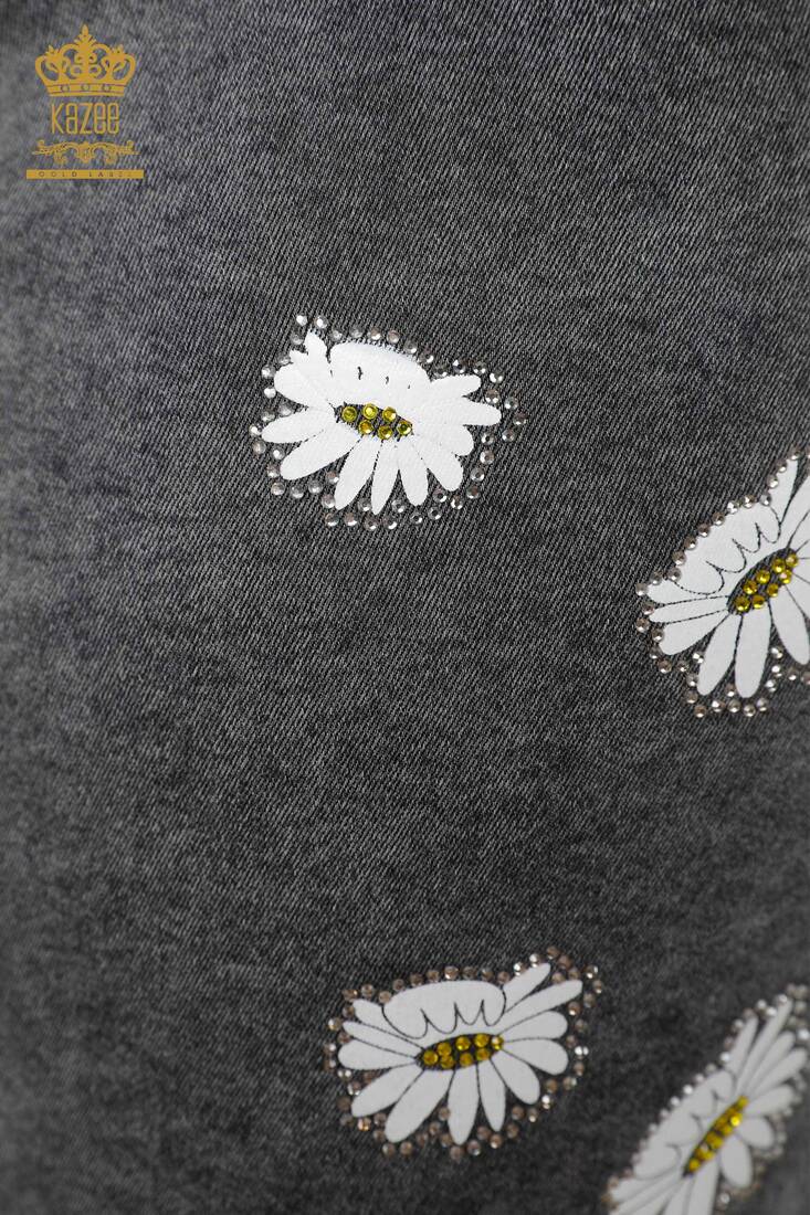Women's Skirt Daisy Patterned Gray - 4177 | KAZEE