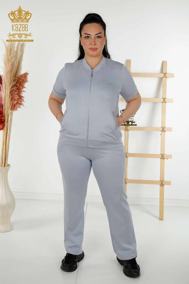 Women's Tracksuit Set Pocket Detailed Blue - 20411 | KAZEE
