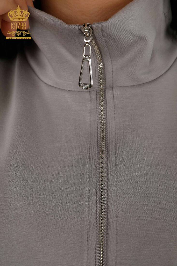 Women's Tracksuit Set Stone Embroidered Gray - 17547 | KAZEE