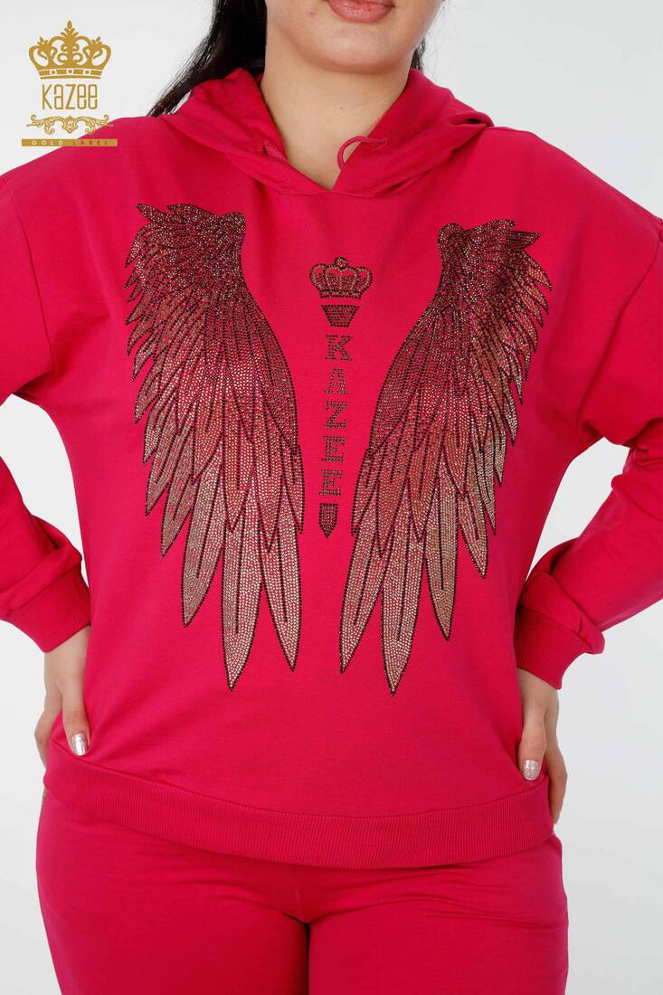 Women's Tracksuit Set Wing Detailed Fuchsia - 17481 | KAZEE