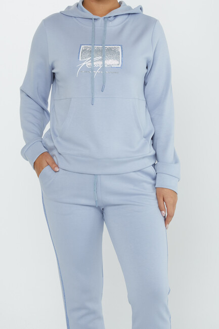 Women's Tracksuit Kazee Text Detail Blue - 17593 | KAZEE - Thumbnail