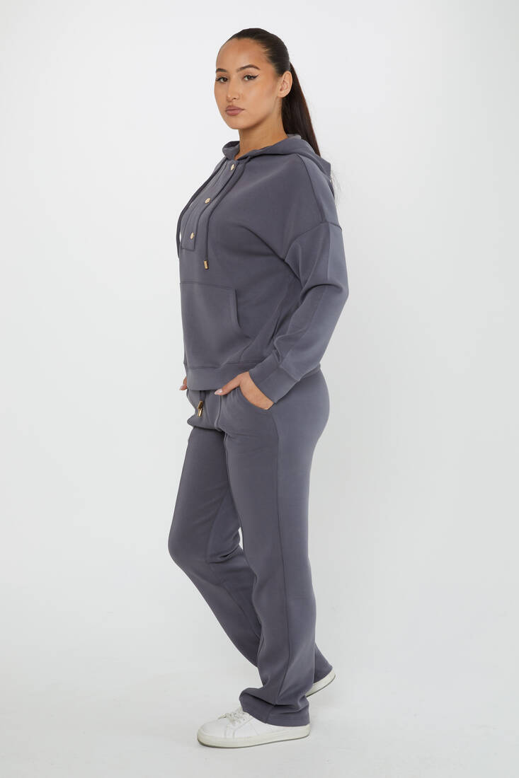 Women's Tracksuit Button Detail Anthracite - 17627 | KAZEE