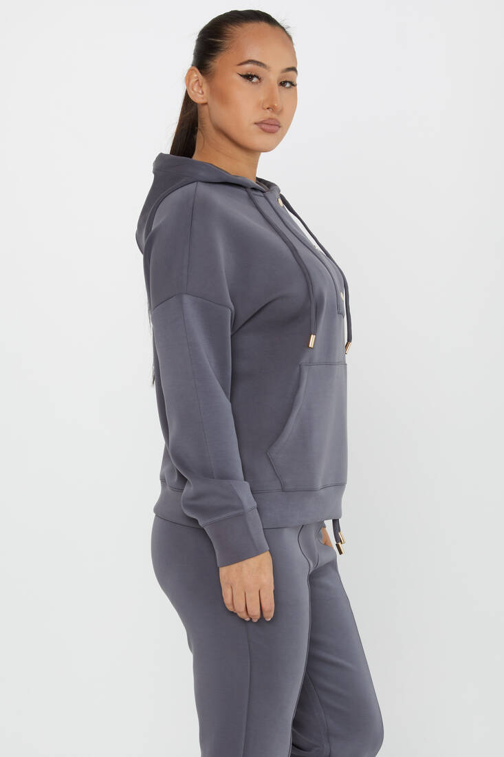 Women's Tracksuit Button Detail Anthracite - 17627 | KAZEE