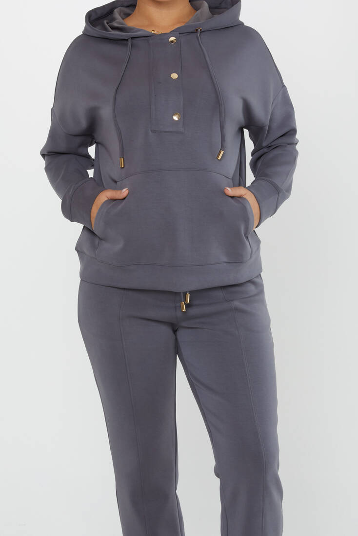 Women's Tracksuit Button Detail Anthracite - 17627 | KAZEE