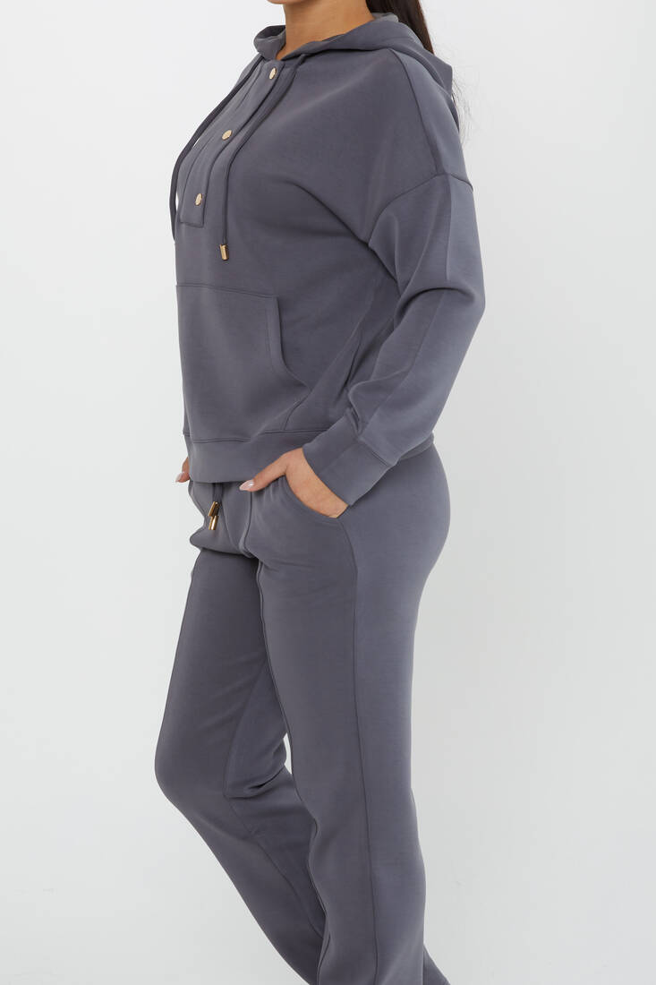 Women's Tracksuit Button Detail Anthracite - 17627 | KAZEE