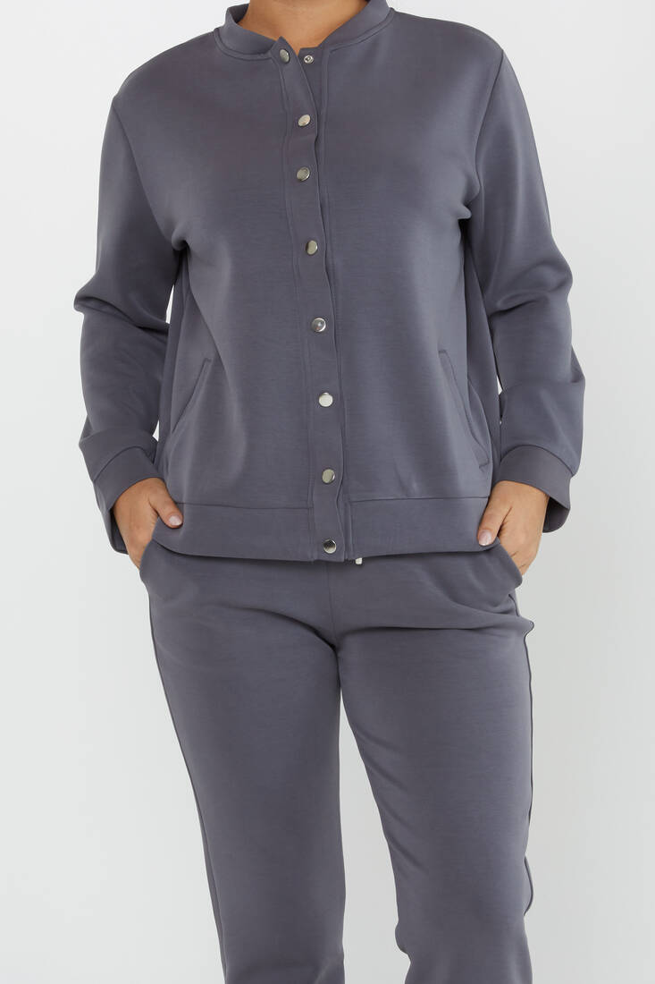 Women's Tracksuit Button Detail Gray - 17624 | KAZEE