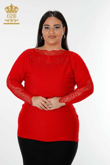 Women's Tunic Sleeve Detailed Red - 15032 | KAZEE - Thumbnail