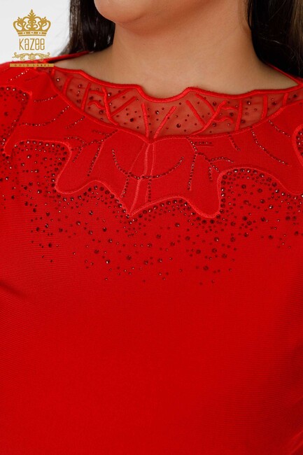 Women's Tunic Sleeve Detailed Red - 15032 | KAZEE - Thumbnail