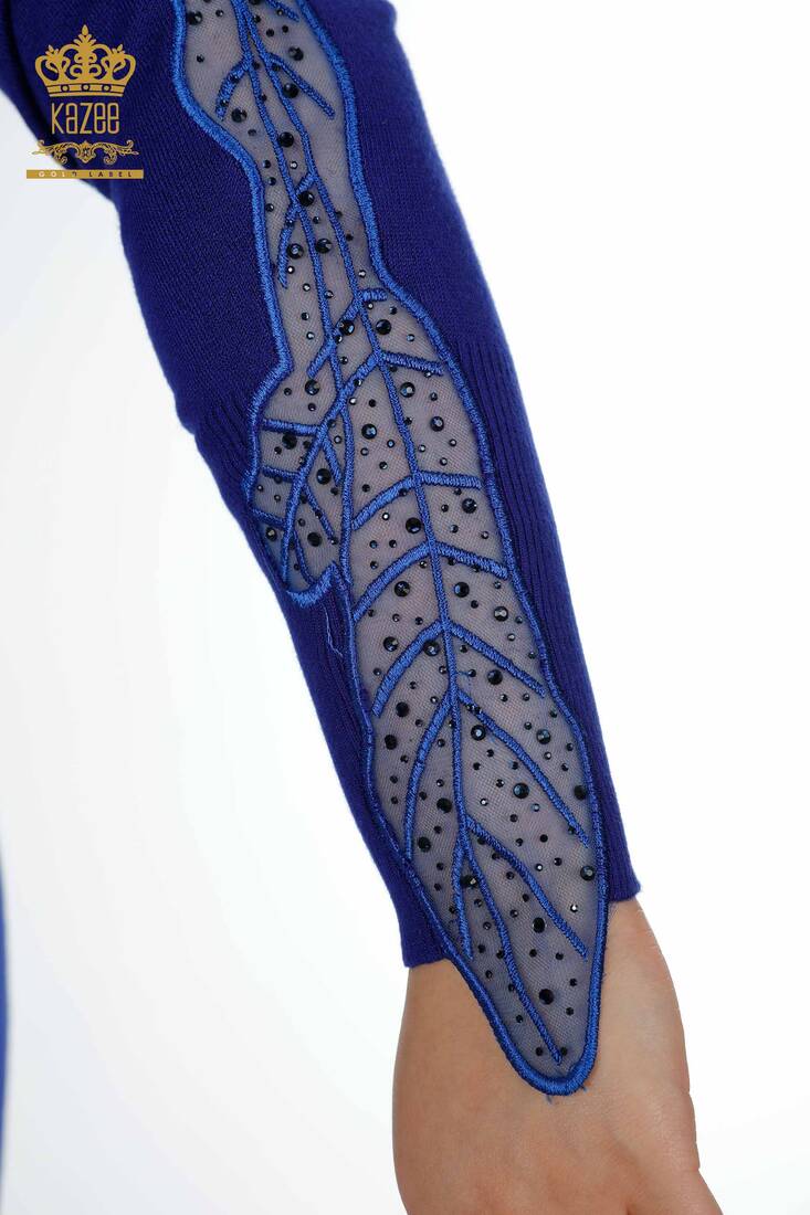 Women's Tunic Sleeve Detailed Sax - 15032 | KAZEE