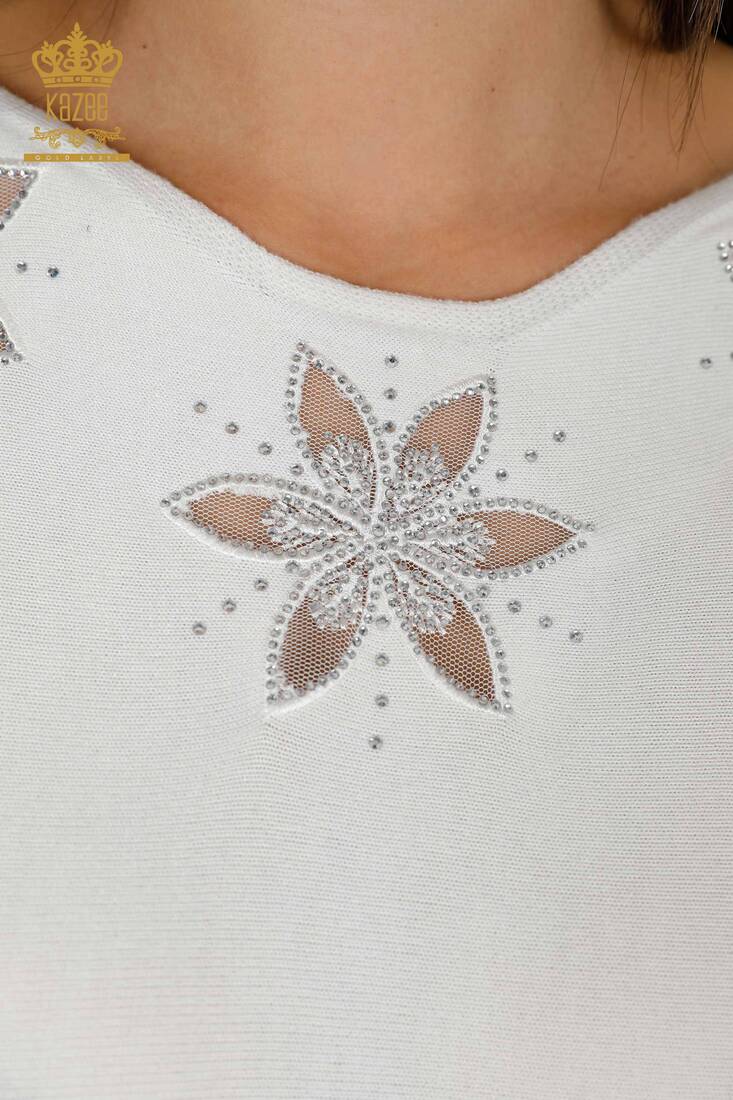Women's Tunic Stone Embroidered Ecru - 14708 | KAZEE