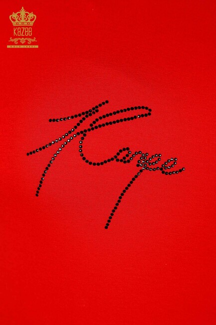 Women's Tunic Stone Embroidered Red - 77721 | KAZEE - Thumbnail