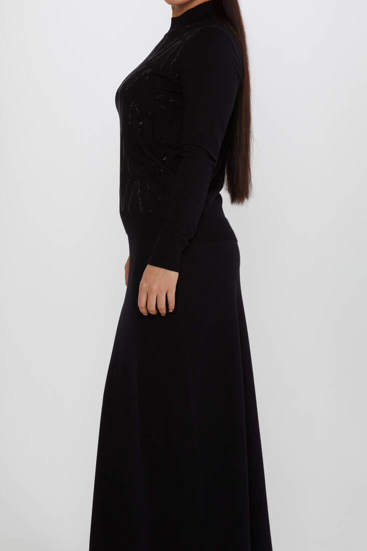 Women's Two-Piece Set Stone Detailed Black - 31298 | KAZEE