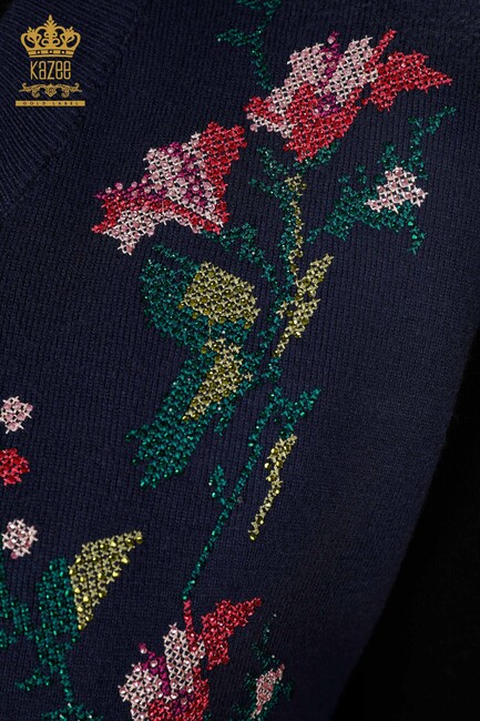 Women's Vest with Tie Tie Detailed Navy Blue - 16844 | KAZEE - Thumbnail