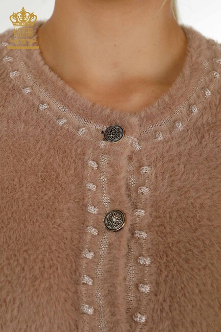Women's Angora Cardigan Buttoned Beige - 30371 | KAZEE - Thumbnail