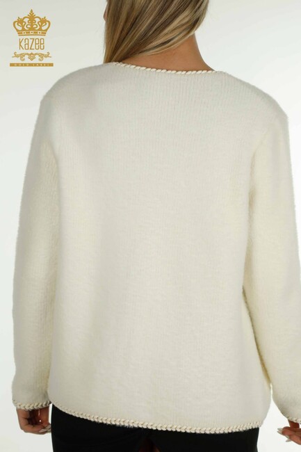Women's Angora Cardigan Buttoned Ecru - 30799 | KAZEE - Thumbnail